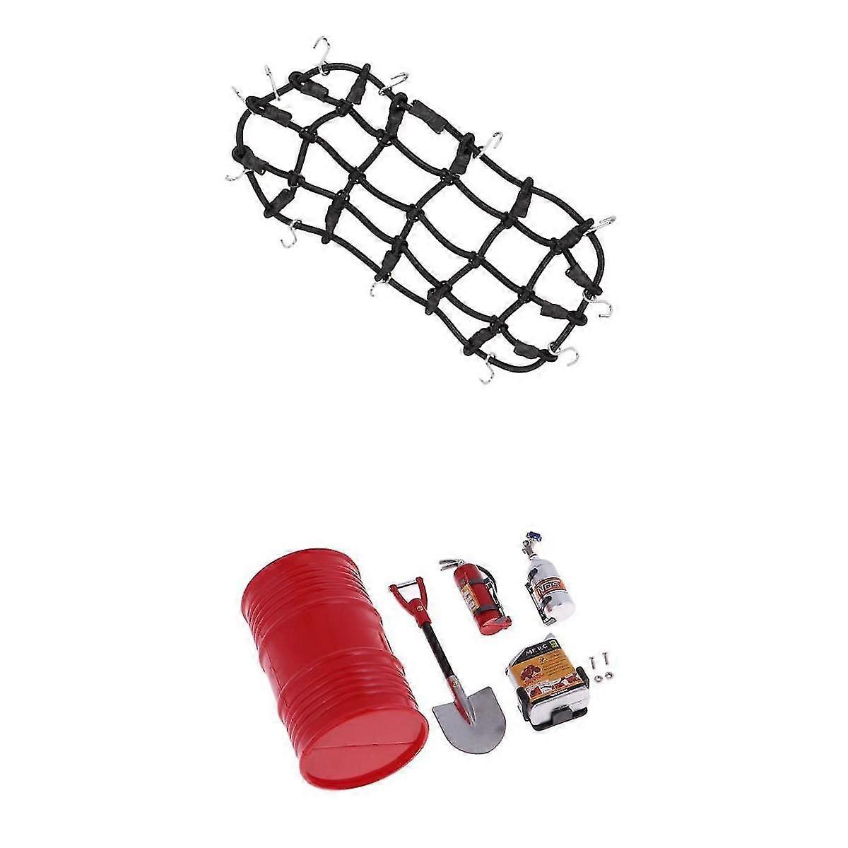 1/10 RC Rock Crawler Decor Fire Extinguisher Set W/ Luggage Net for RC Car