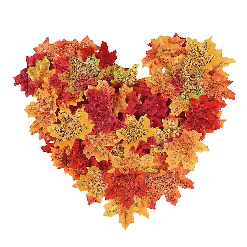 200pcs 8cm Multicolor Artificial Maple Leaves for Autumn Party Decor Art Scrapbooking Wedding Bedroom Wall Craft
