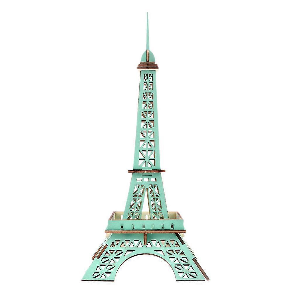 Building Kits Toys Wooden Eiffel Tower Puzzle 3D Model Green for Living Room Ornament 1 Set