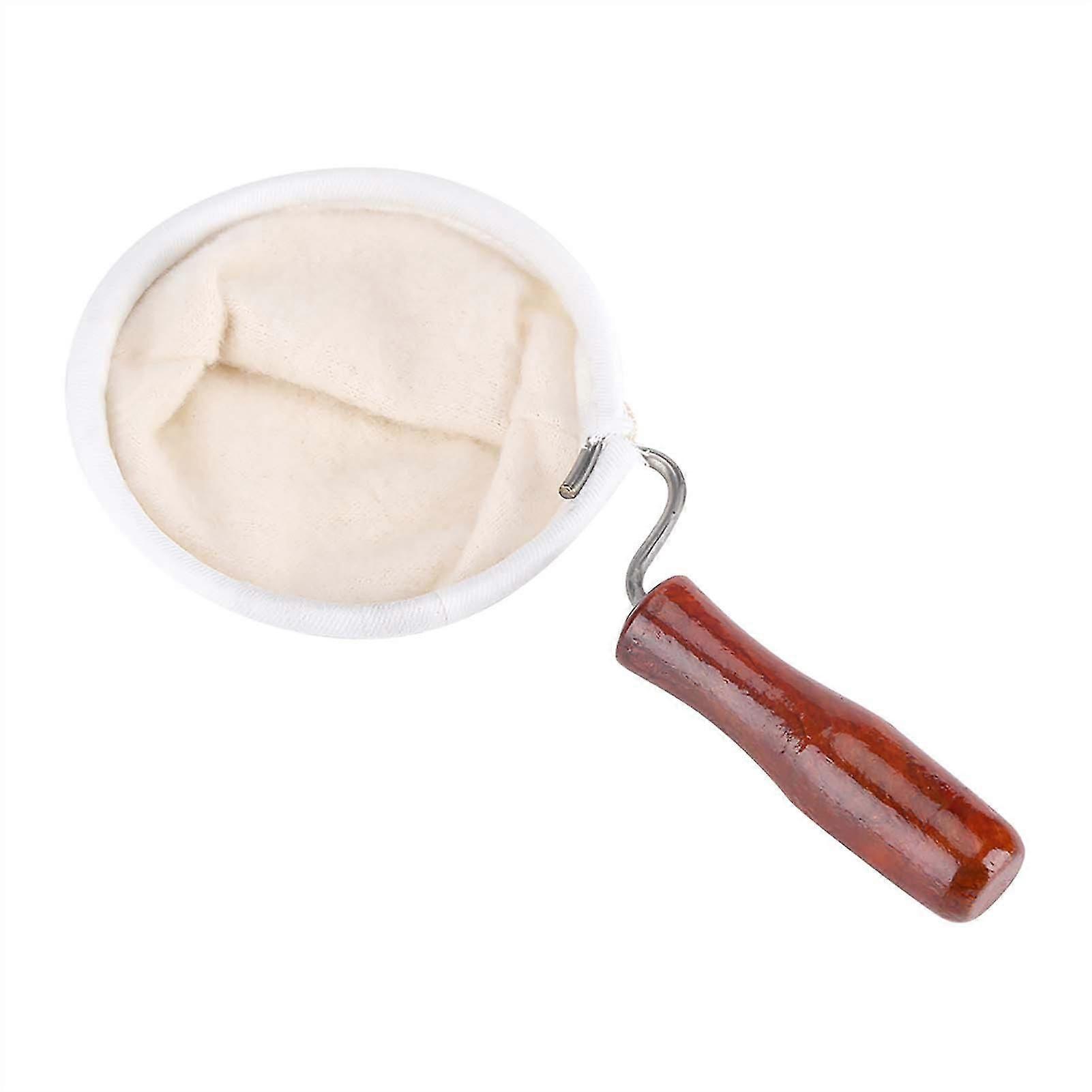 Reusable Flannel Cloth Handmade Coffee Filter Strainer with Wood Handle (Small)