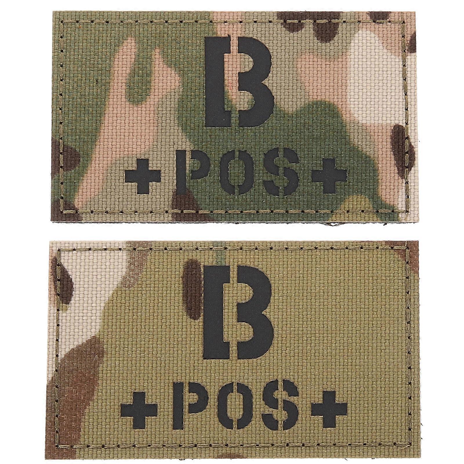 Reflective Camouflage Blood Type Patch For Uniforms Designed 8.5x5cm Emergency Identification 2Pcs