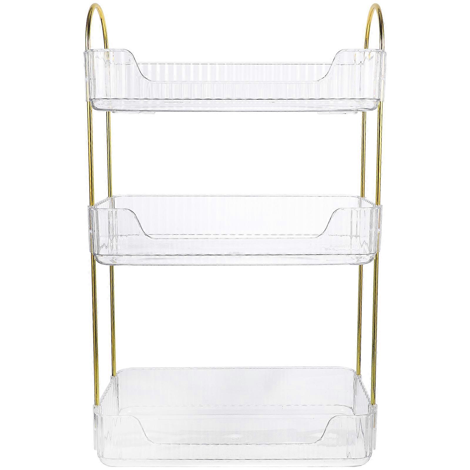 Multi-Functional Bathroom Vanity Shelf Organizer For Various Toiletries In Simple Transparent Style 1Pcs