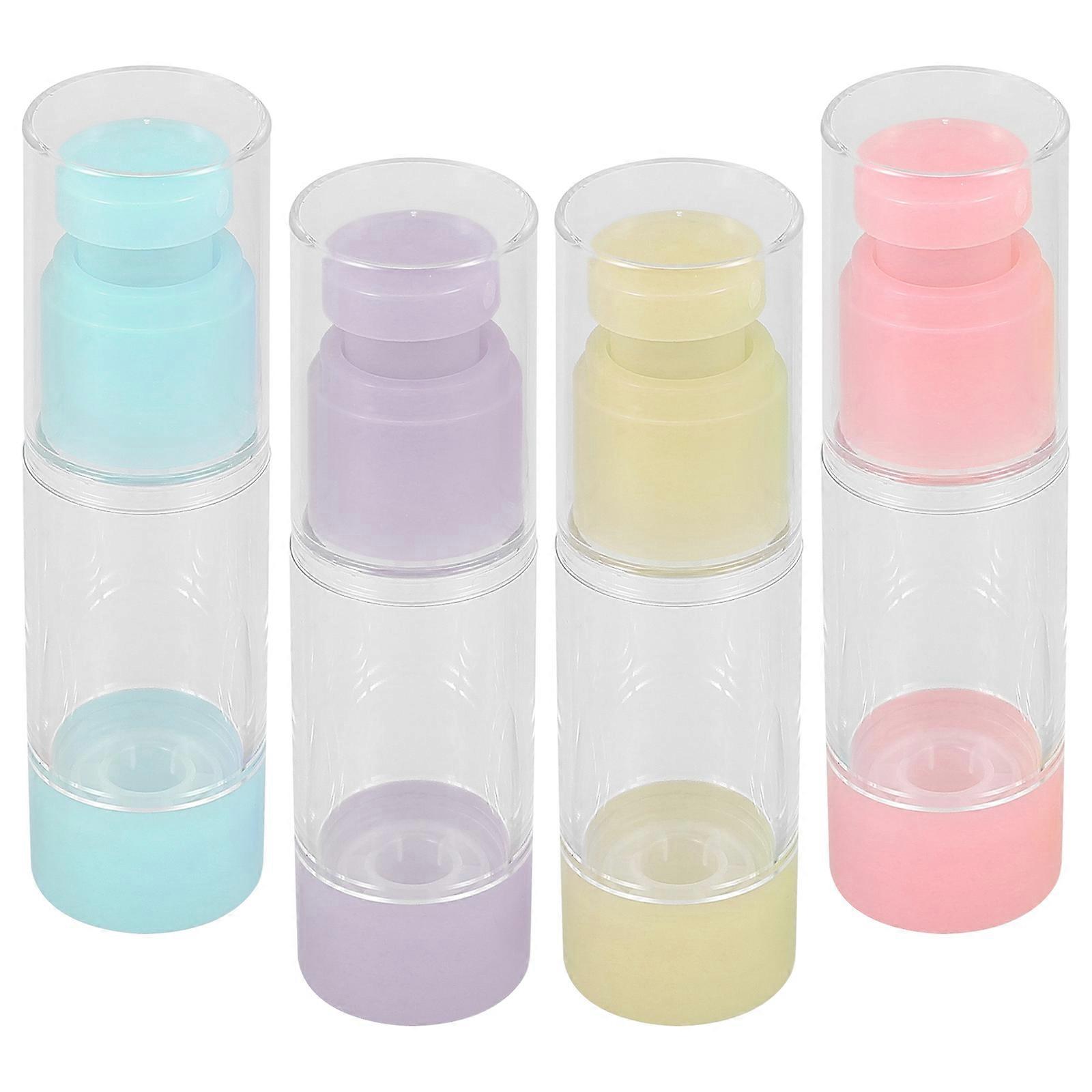 Travel Size Refillable Bottles Set of 4 for Storage with Vacuum Press Design Assorted Color