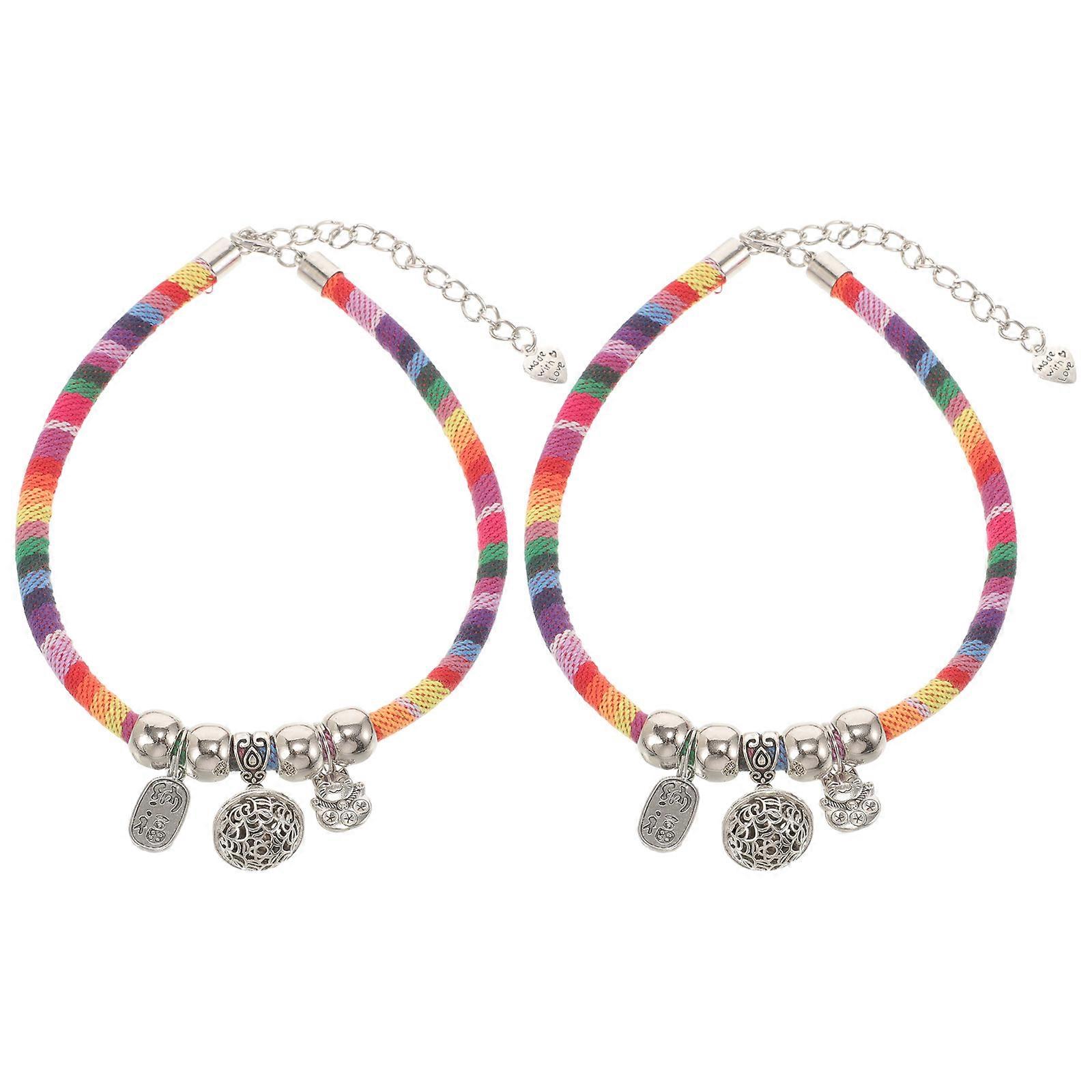 Durable Cat Collar With Bells 2Pcs Ethnic Style Pet Accessory For Holiday Parties And Daily Wear