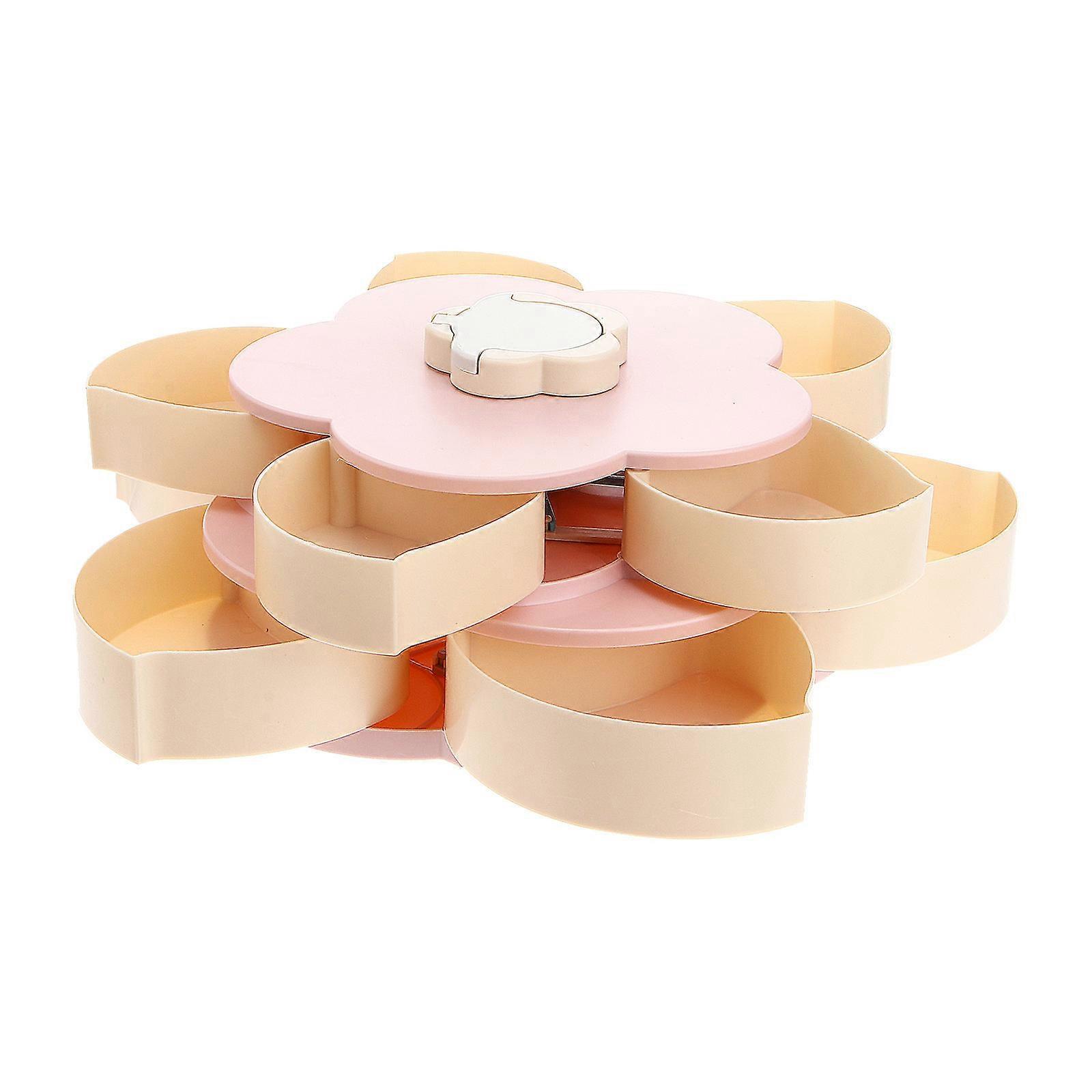 Pink Rotating Snack Serving Tray for Parties and Gathering with FiveGrid Varieties Storage