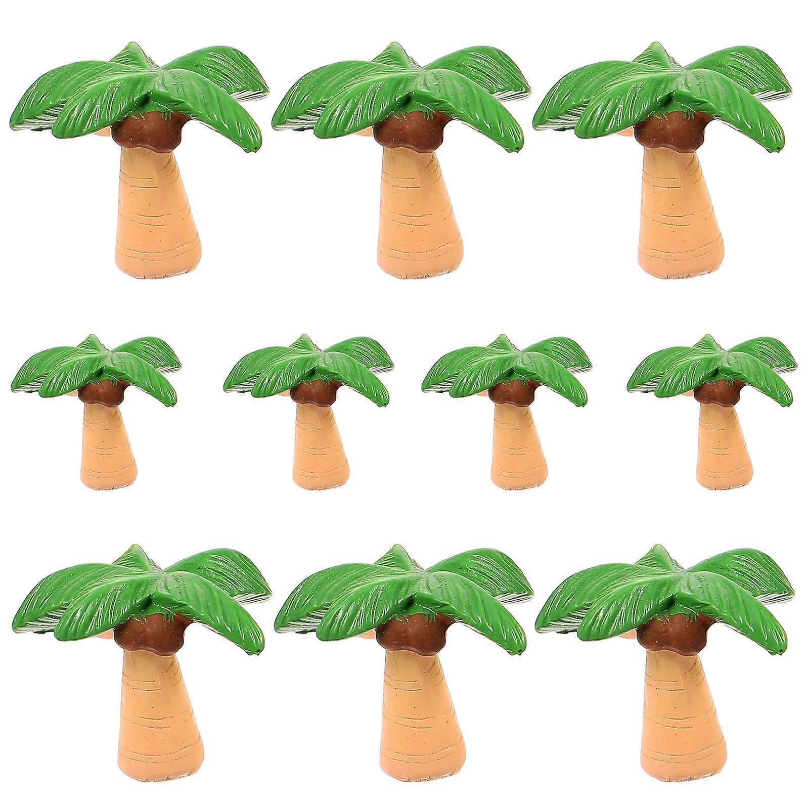 10pcs Mini Coconut Tree Models for Doll House Decorations, Artificial Beach Landscape Accessories, Architectural Ornament Trees