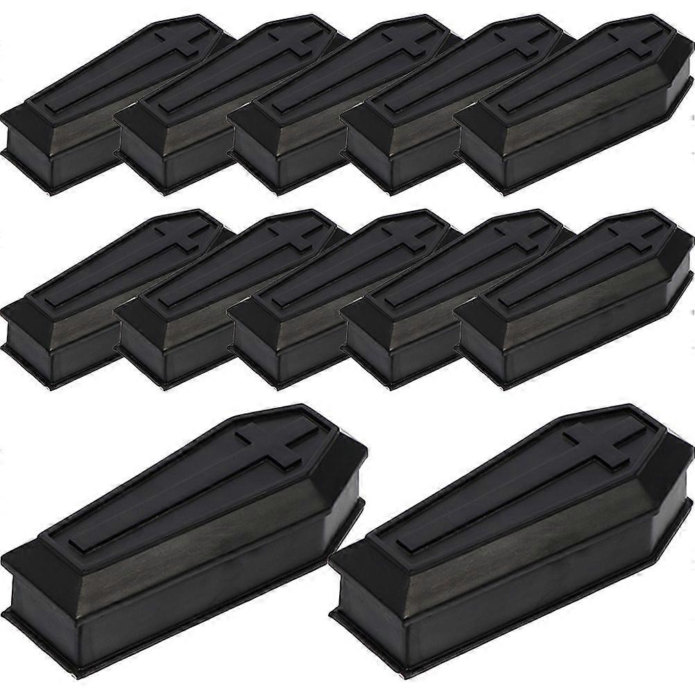 14pcs Halloween Coffin Prop Plastic Coffin Box with Lid Party Treat Box Prank Props