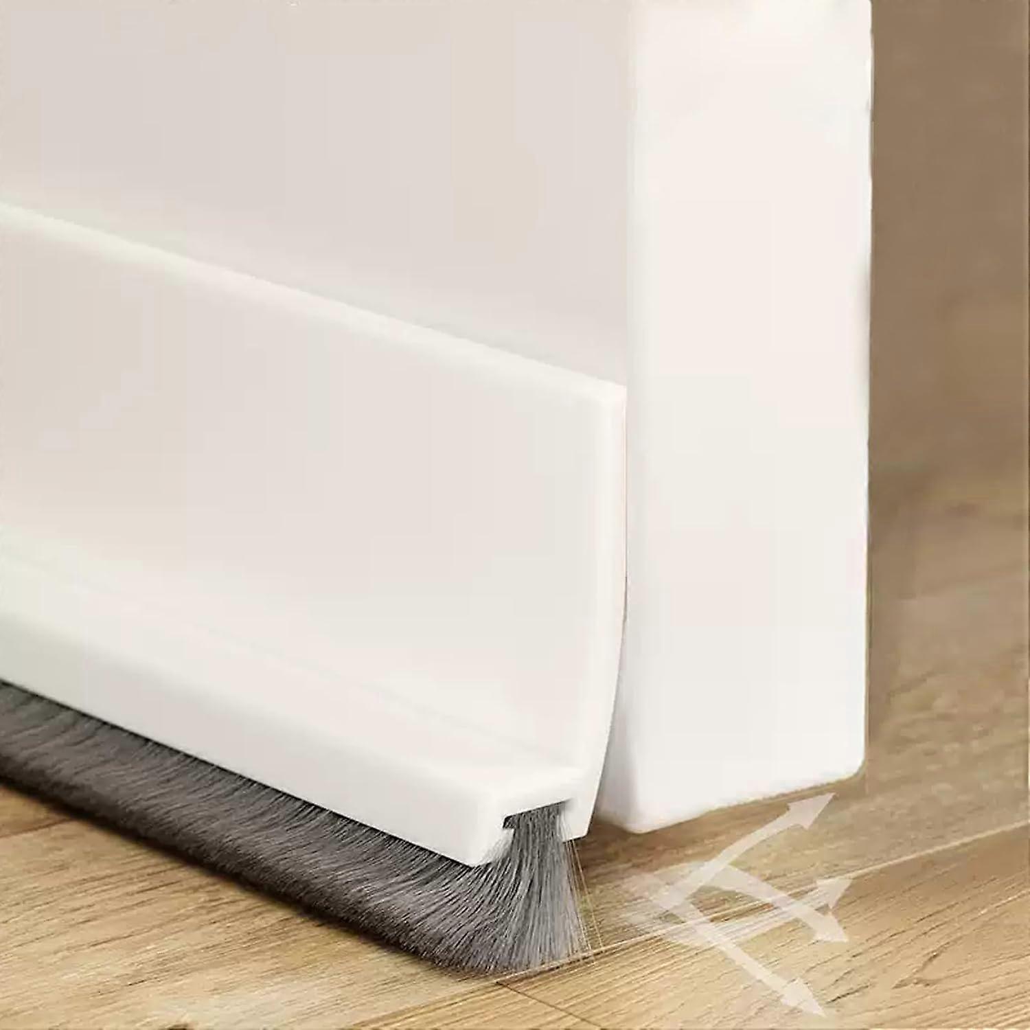 Door Draft Stopper Self-Adhesive Brush Seal Strip for Gaps, 100cm White Under Door Floor Seal