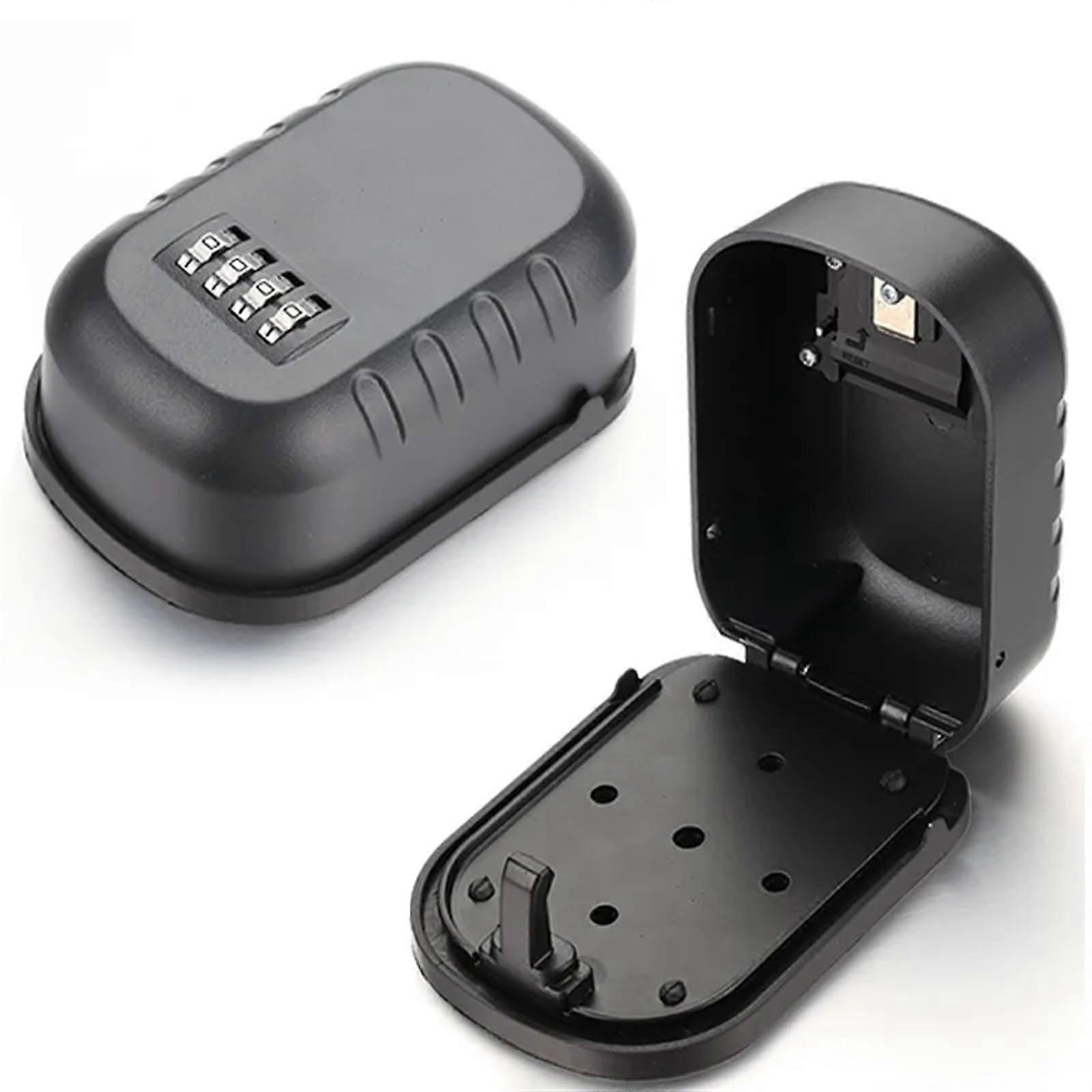 Wallmounted key box, key safe made of aluminum alloy, 4digit combination lock, key storage, lock box for indoor and outdoor use, storage in black.