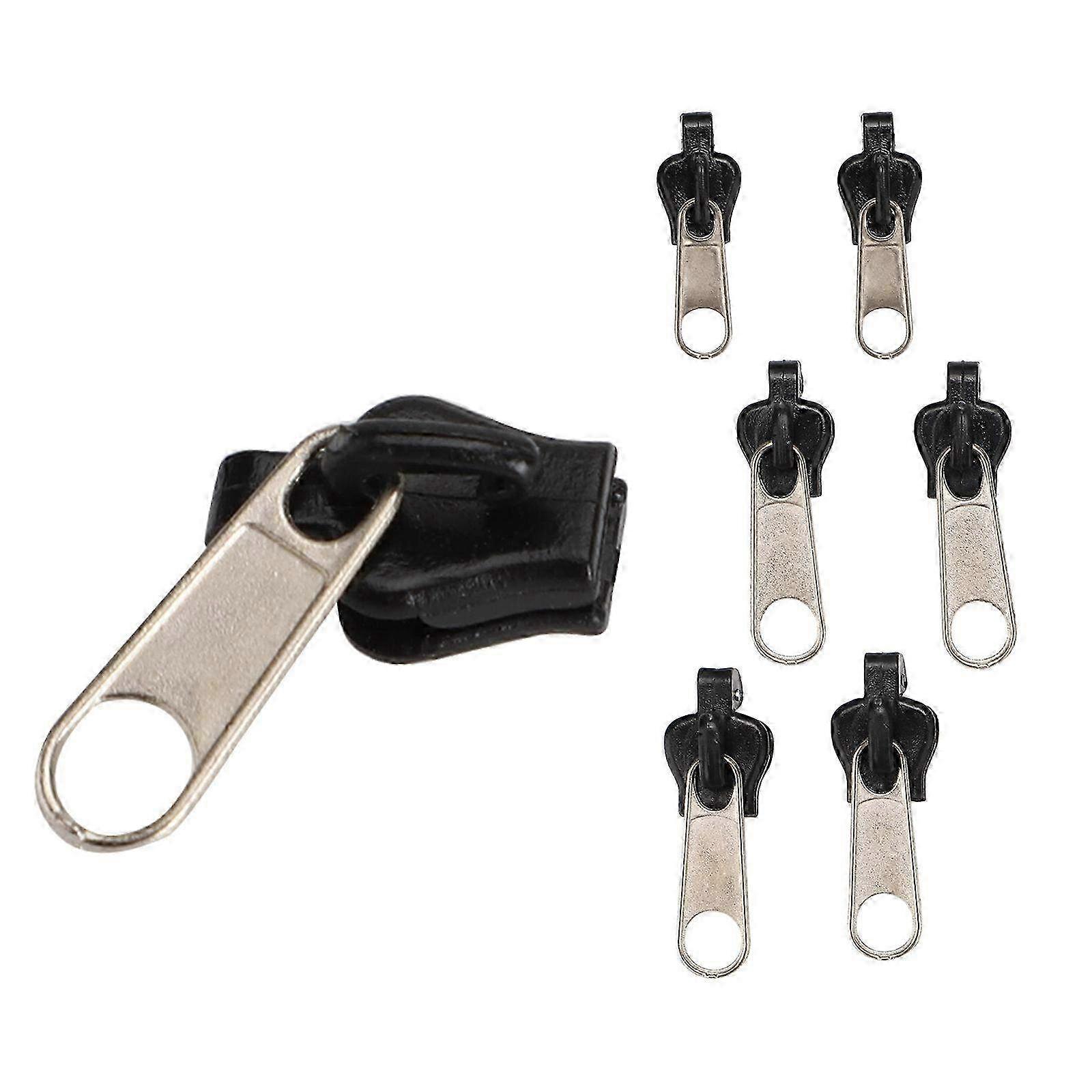 6-Piece Universal Zipper Repair Kit with Metal Slides - Instant Zipper Fixer for 3 Sizes - Sewing Solutions for Quick Repairs