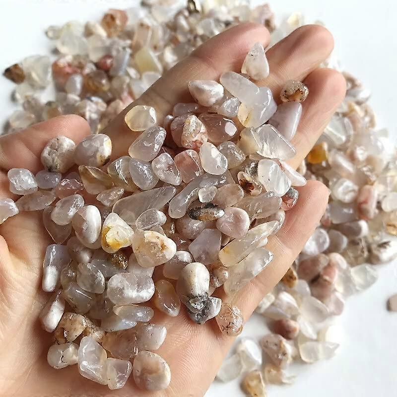 100g natural flower agate pebbles, tumbled bulk quartz stones, suitable for vase fillers, aquariums, gardens, and fountains (Color: 100g 812mm)