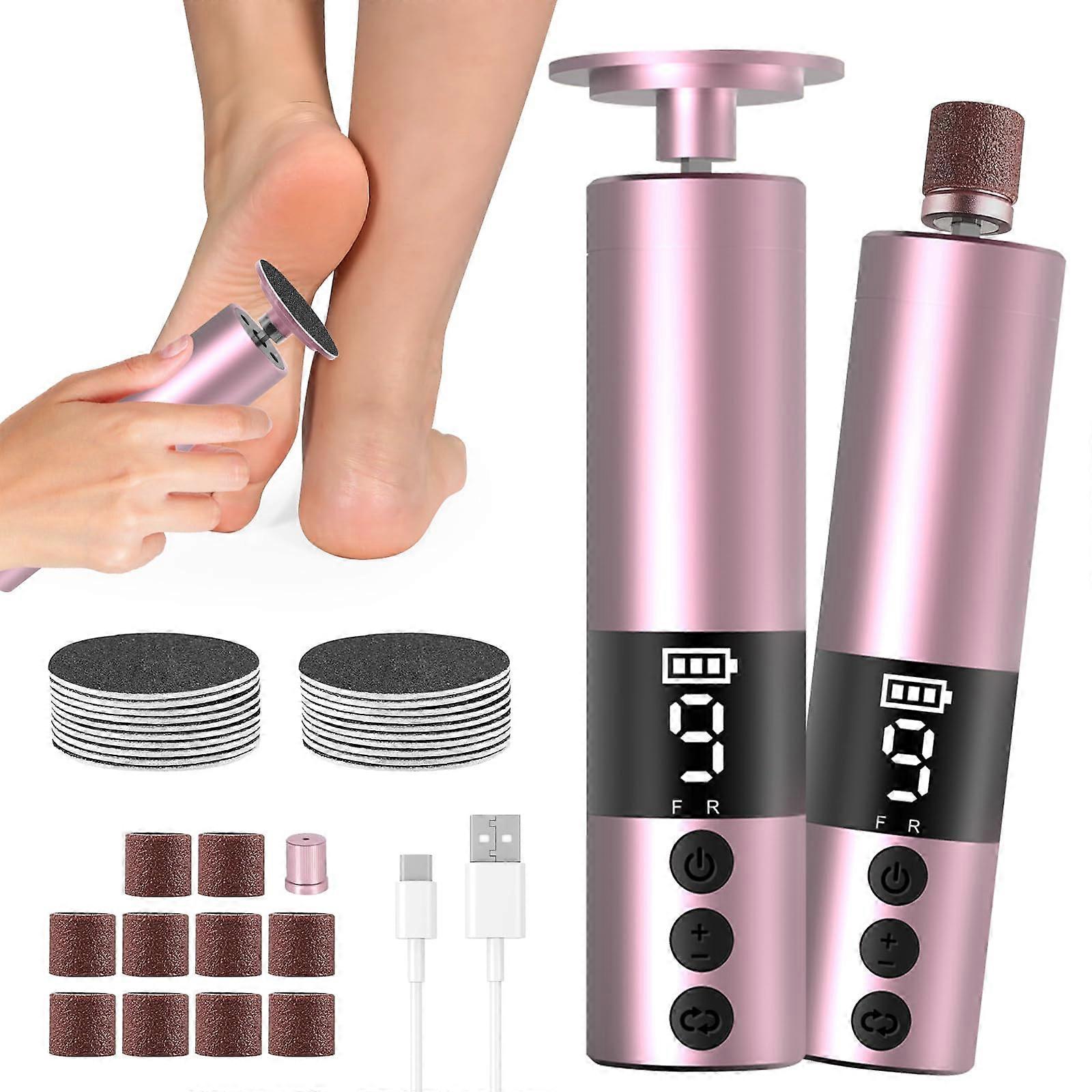 Electric Callus Remover, 2 IN 1 Rechargeable with LCD Display, 9 Levels (Rose Gold)