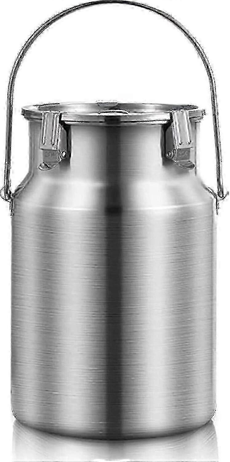 Portable Stainless Steel Milk Bucket with Sealing Lid for Liquid Storage and Transport - 5L