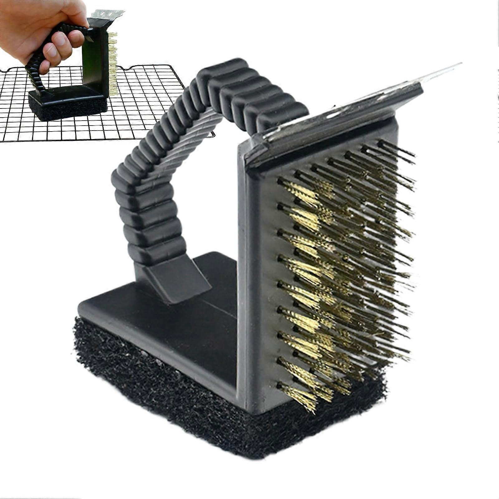 Grill Cleaner, Barbecue Grill Oven Cleaner – Copper Bristles Right Angle Scraper for Grill Travel Picnic Camping