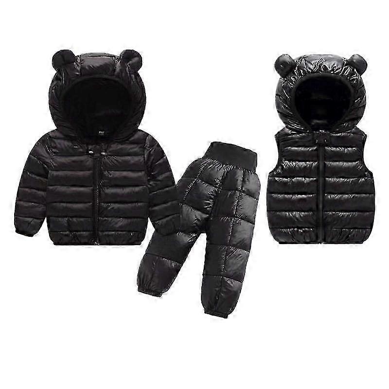 幼児冬の赤ちゃんの子供服セット暖かいフェイクダウンジャケットの服セット子供子供のスノースーツコートベストパンツオーバーオール子供服セット