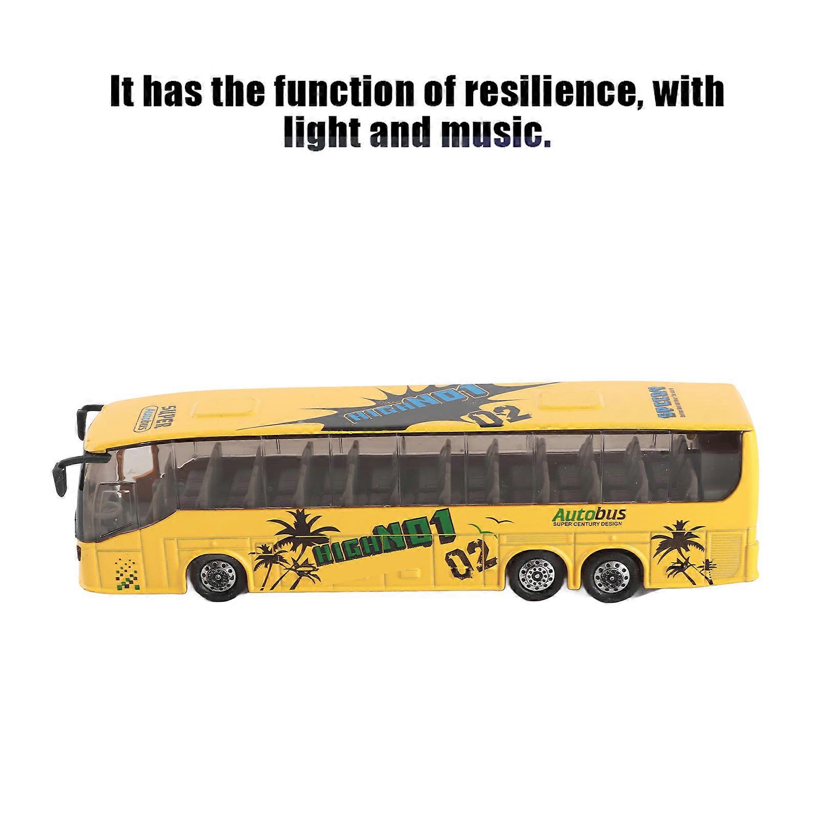 1:50 Simulation Transit Bus Model Toy Alloy Pull Back Bus Toy with Light and Music for Children(Yellow )