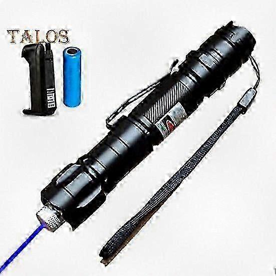 High Power Green Laser Pointer Flashlight with Rechargeable 18650 Battery, Long Range Beam Spot and Star Cap for Outdoor Use