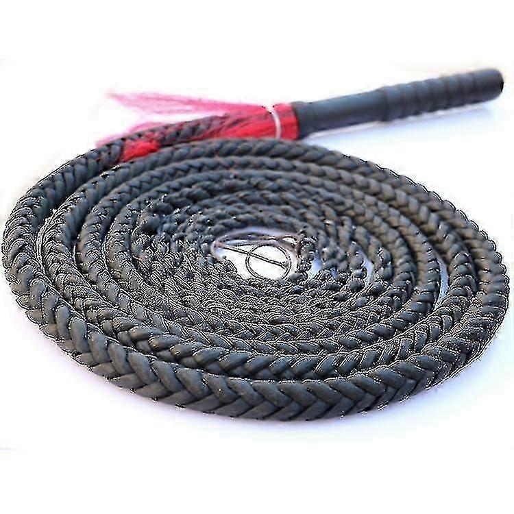 Black Bullwhip - سوط Chambray & Leather المصنوع يدويا ، هيكل من الجلد الأصلي للاستخدام الدائم