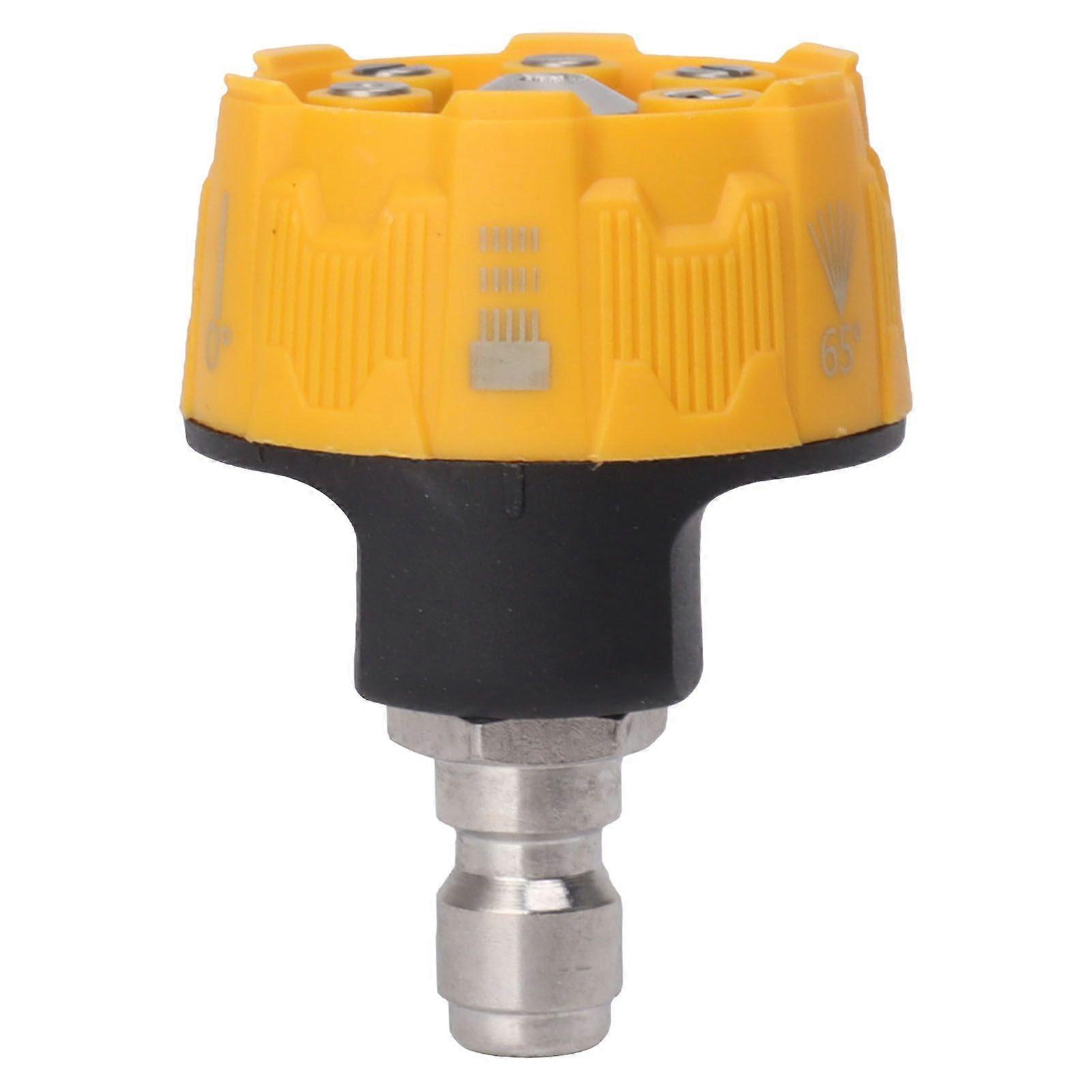 Pressure Washer Spray Nozzle 6 in 1 Multifunctional Adjustable Nozzle 1/4 Plug Interface Connect Tip Black and Yellow