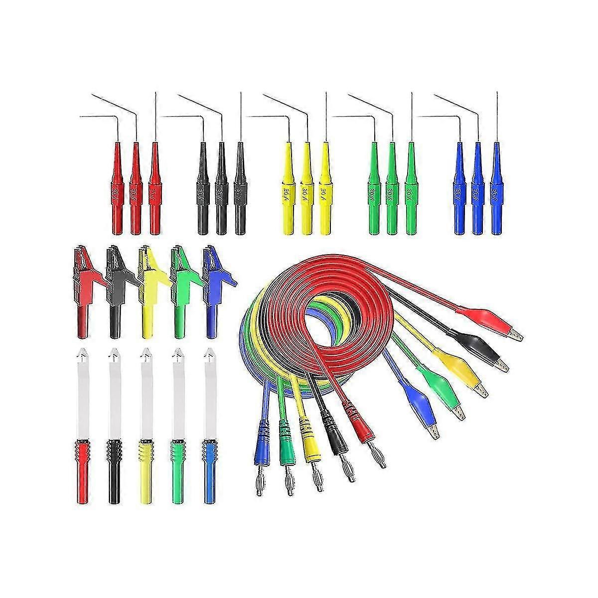 30pcs Back Probe Kit, 4mm Banana Plug to Copper Clips Test Leads Ki...