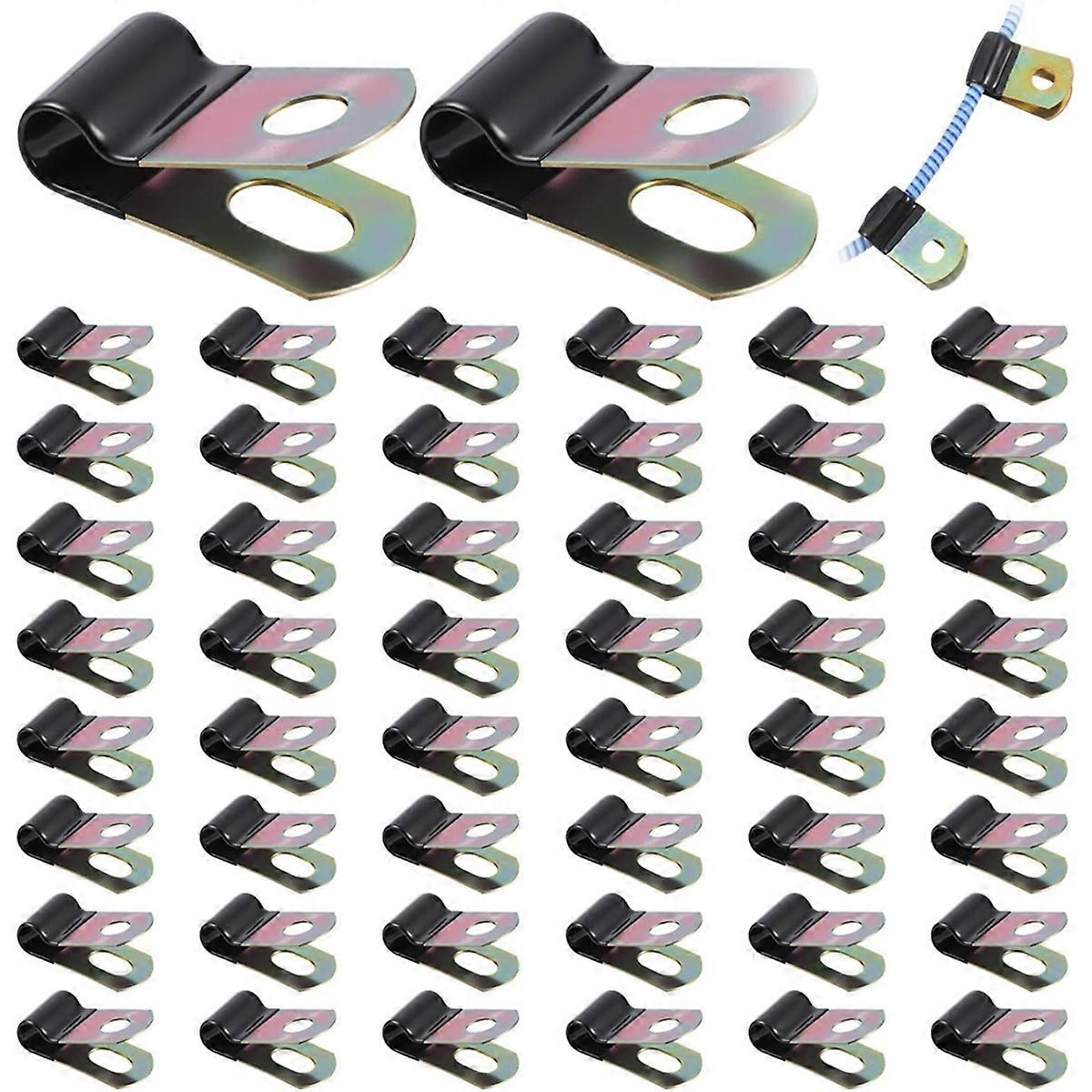 50 Pcs Cable Clamps,1/4 Cable Clamps with Rubber Coated Cushioned Insulated, for Wiring Tube Lines Wire Cord