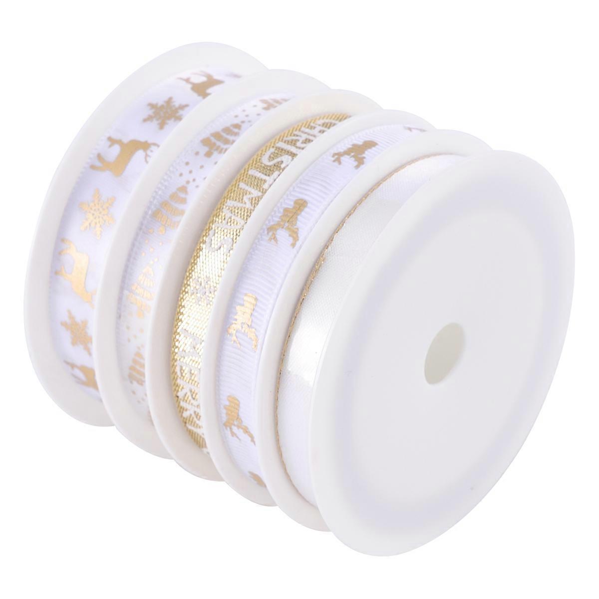 Durable Polyester Christmas Ribbon for Package White 25m Rolls Bright Color Adds Festive Atmosphere