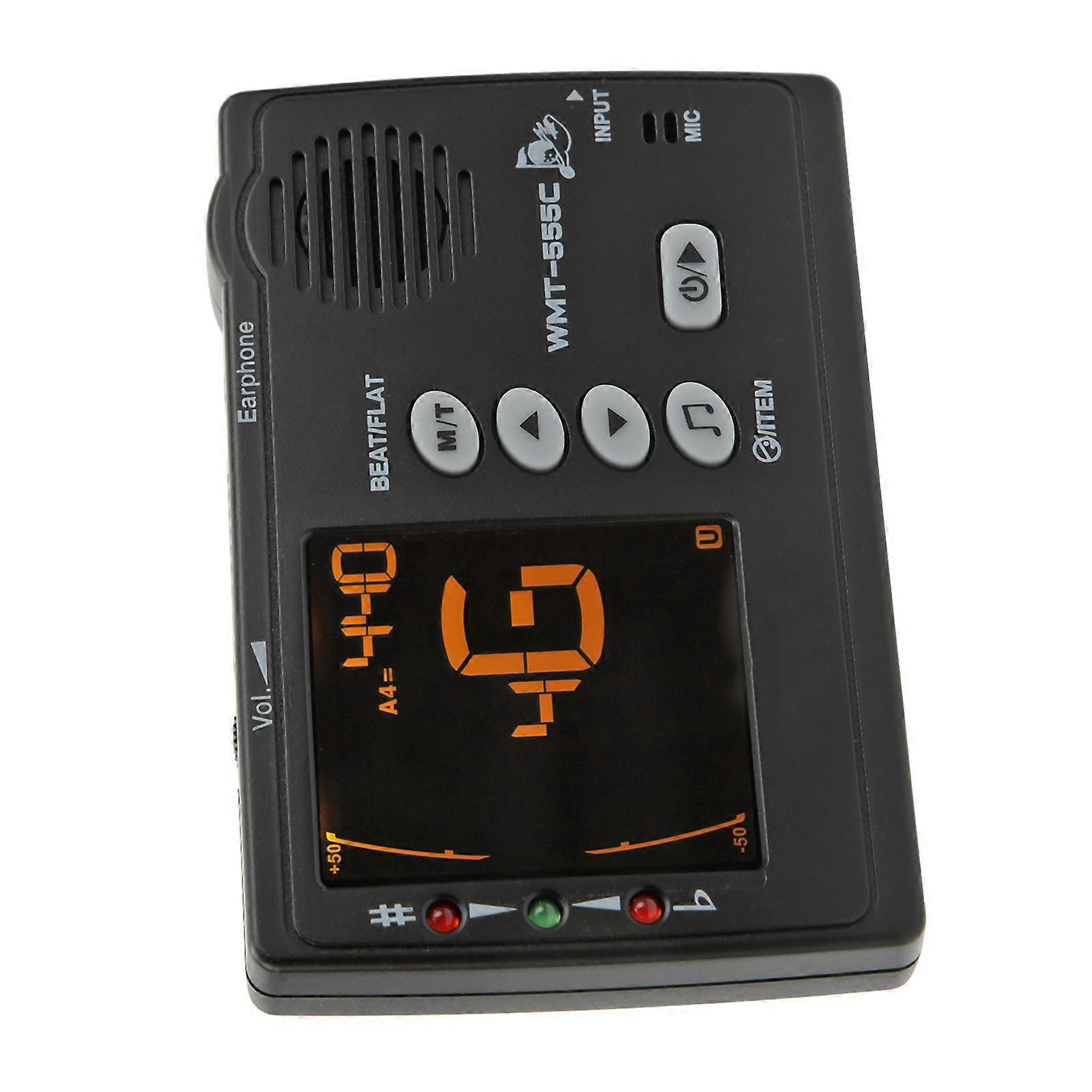 Metronome Tuner Black Plastic Multifunctional with Voice Count Beat
