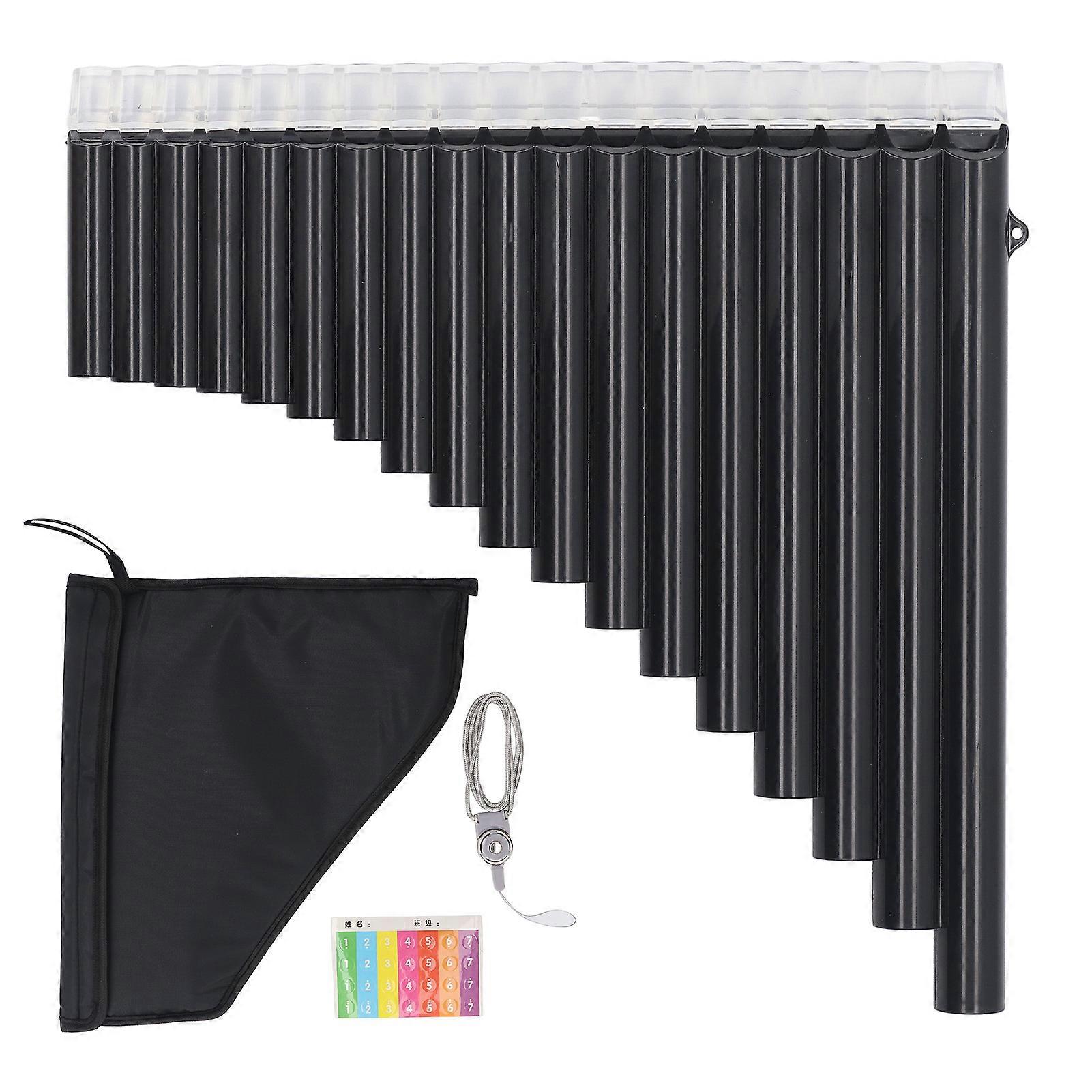 18 Pipes Pan Flute Instrument Key of C, Pan Pipe for Beginners Learning and Teaching with Carrying Bag Lightweight Durable