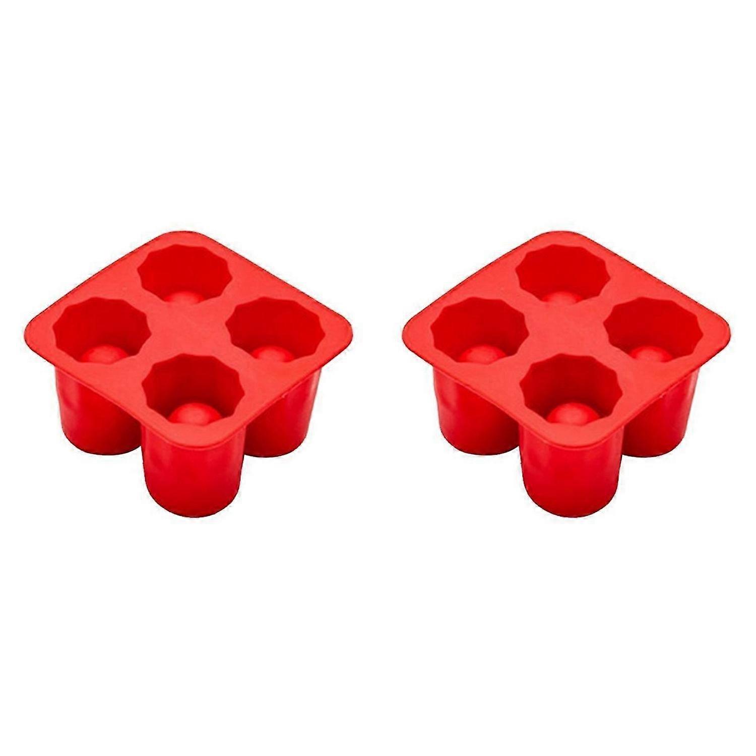 4 Cup Shape Silicone Mold Ice Mould Tray Red