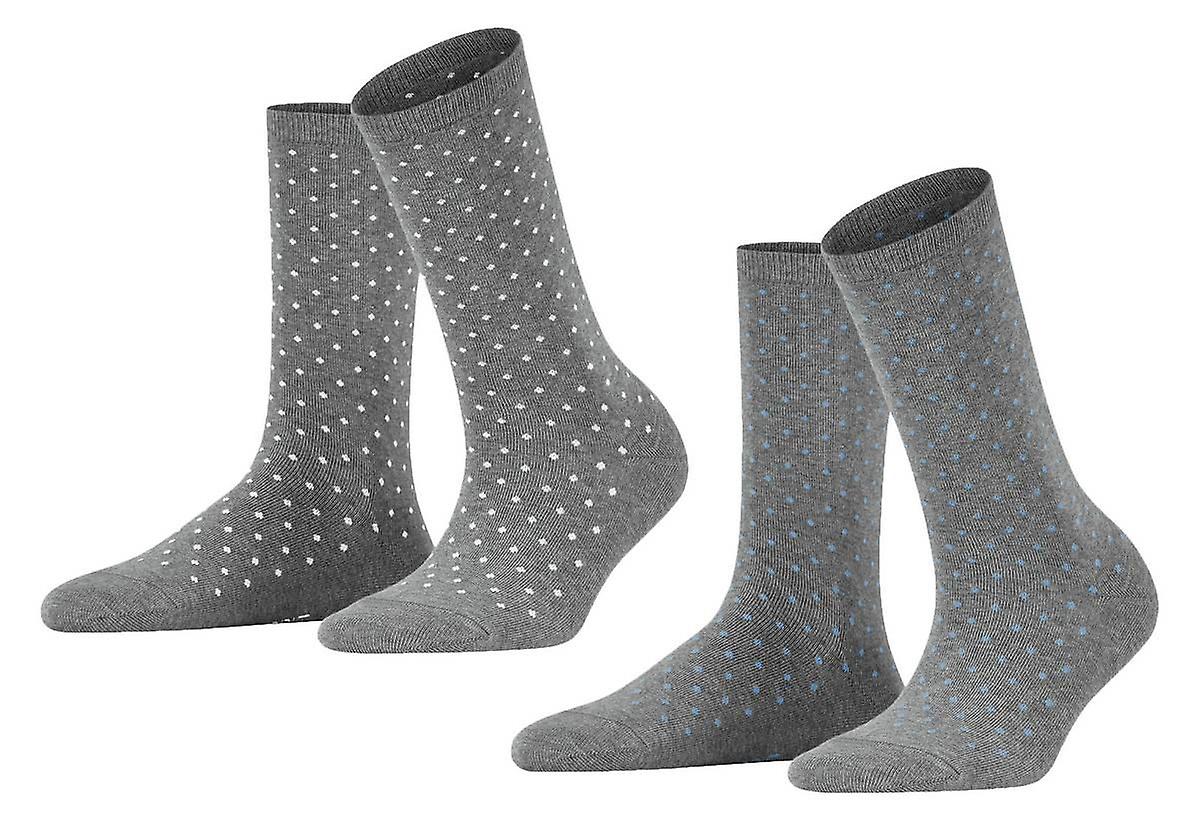 Esprit Fine Dot 2 Pack Socks - Light Grey Mel