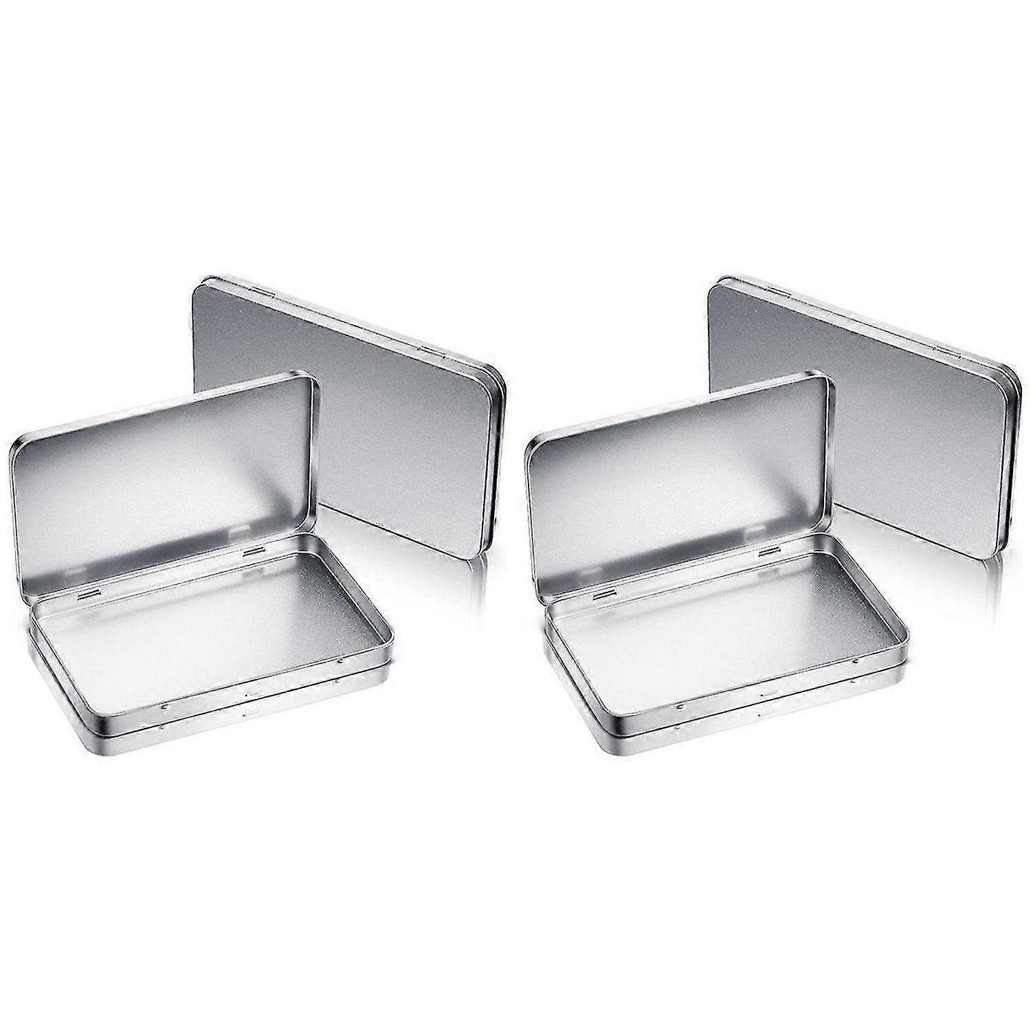 Rectangular Metal Tin Box with Lid Metal Hinged Lid,2PCS