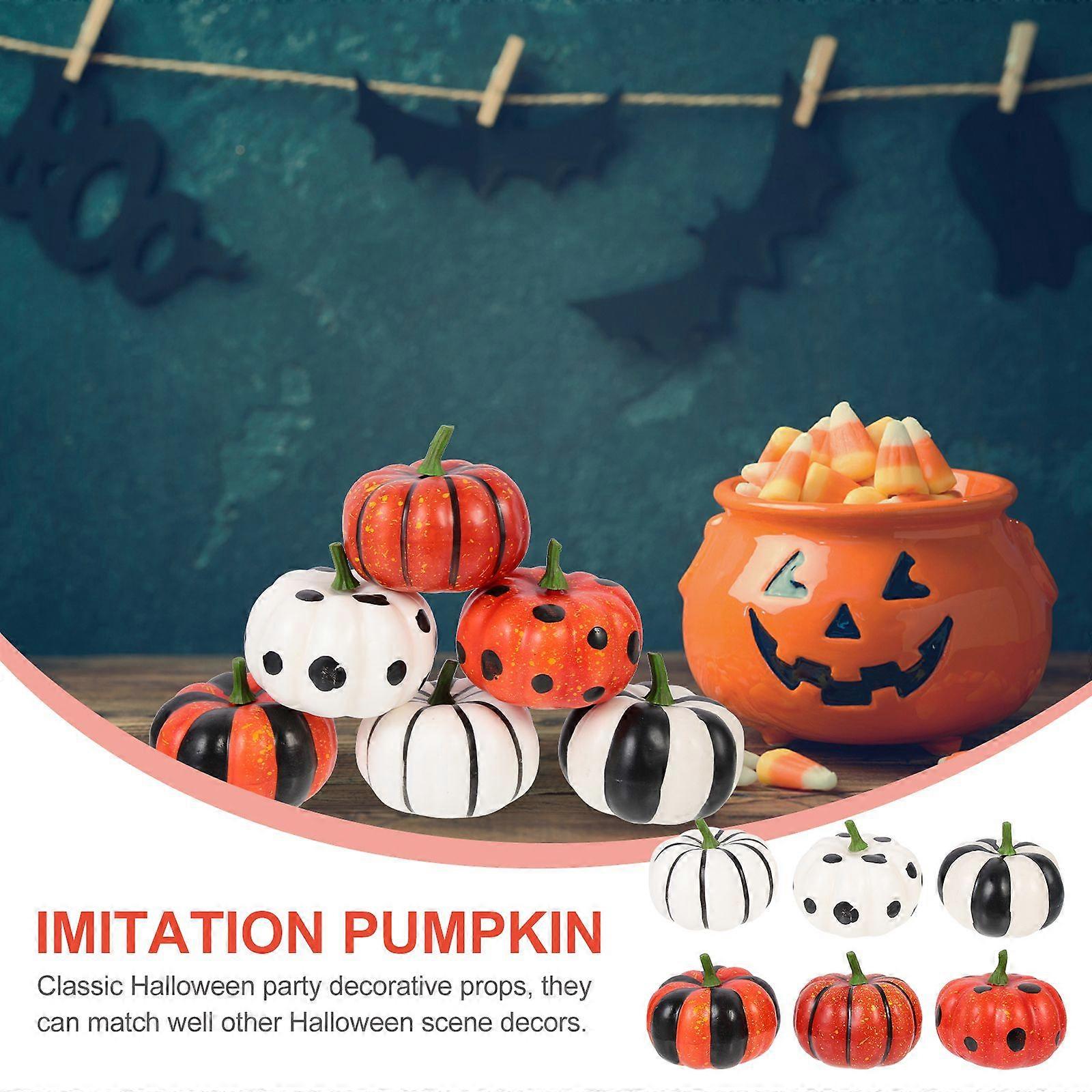 6pcs Realistic Halloween Pumpkin Decors Multipurpose Pumpkin Model Ornaments