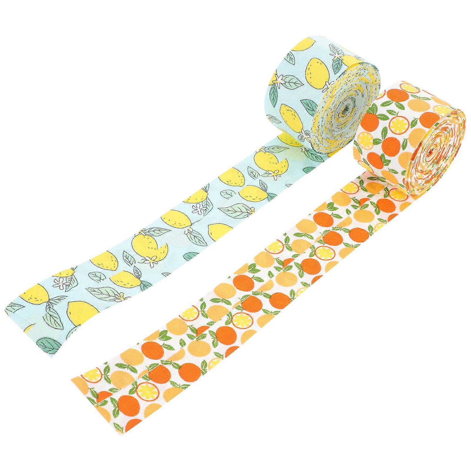 DIY Craft Ribbon Fruit Pattern Decorative Ribbon 2 Rolls for Wreaths and Wrapping