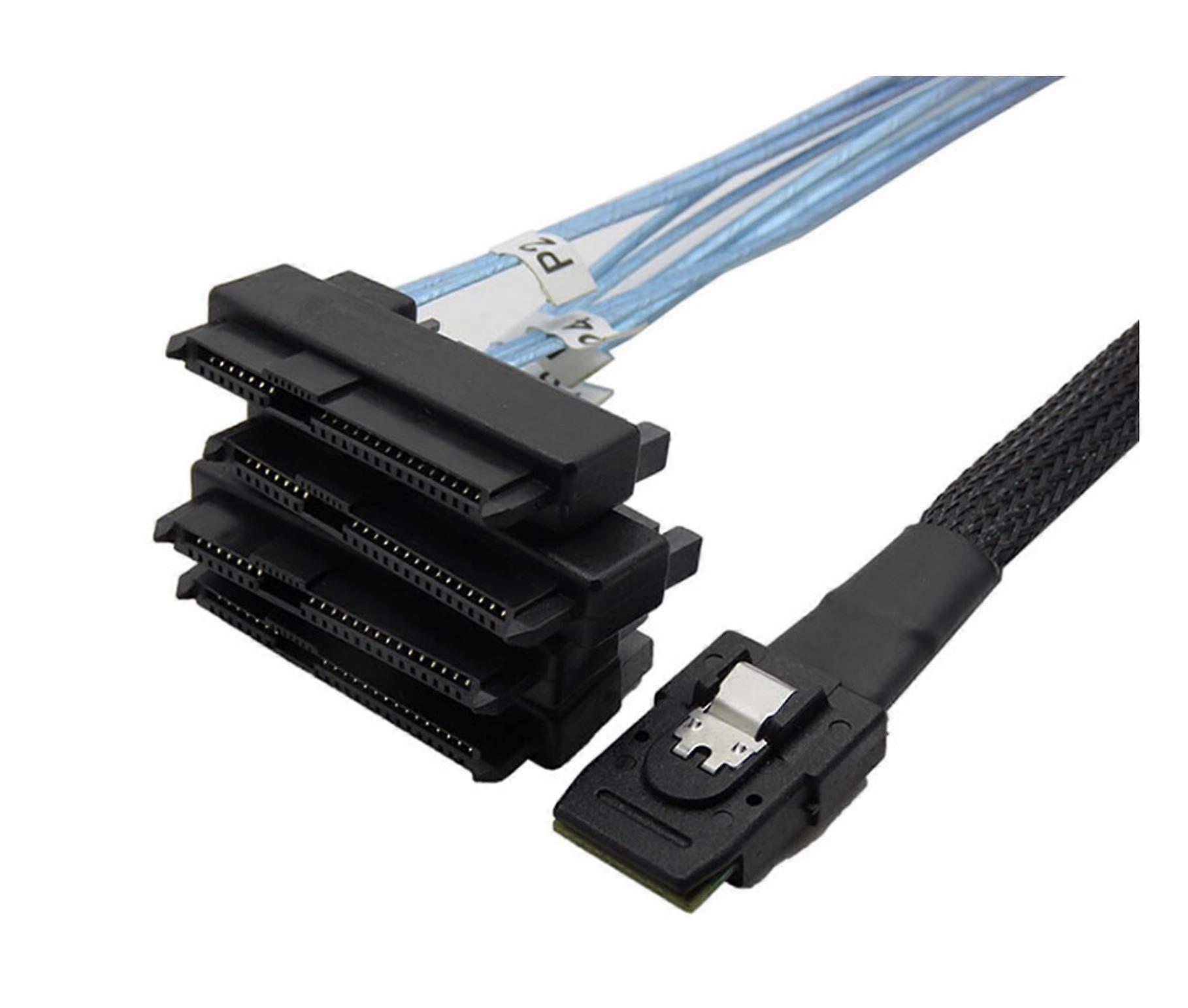 Internal Mini SAS 36Pin SFF8087 To (4) X SAS 29Pin SFF8482 With 15Pin SATA Power Cable 0.5m For Server Storage