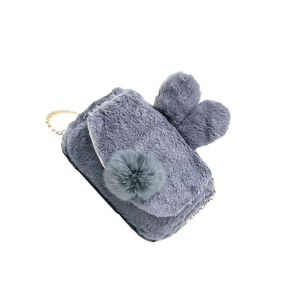 Small Crossbody Purse Rabbit Shape Grey Plush for Carrying Essentials 1Pcs