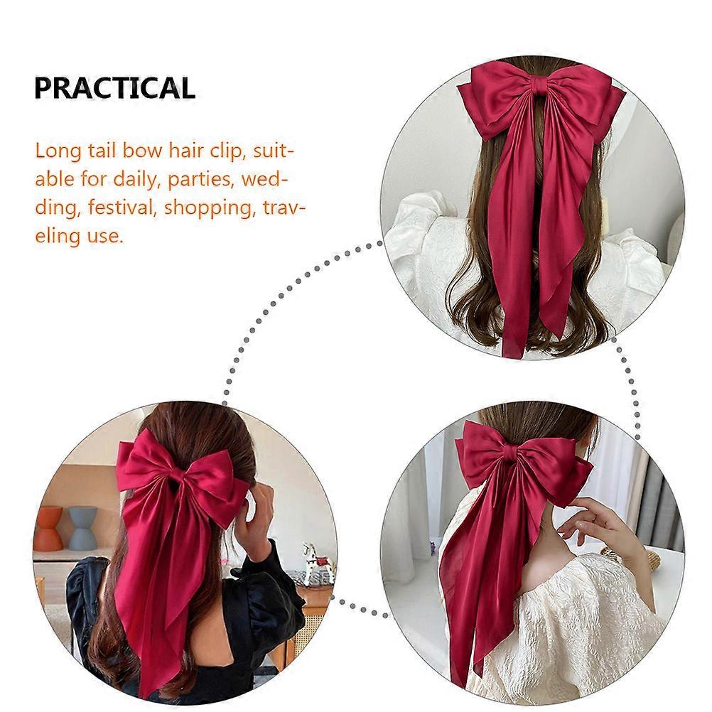 Bowknot Barrette Clip for Women Festival Assorted Color Fabric Alloy Versatile Use 2Pcs