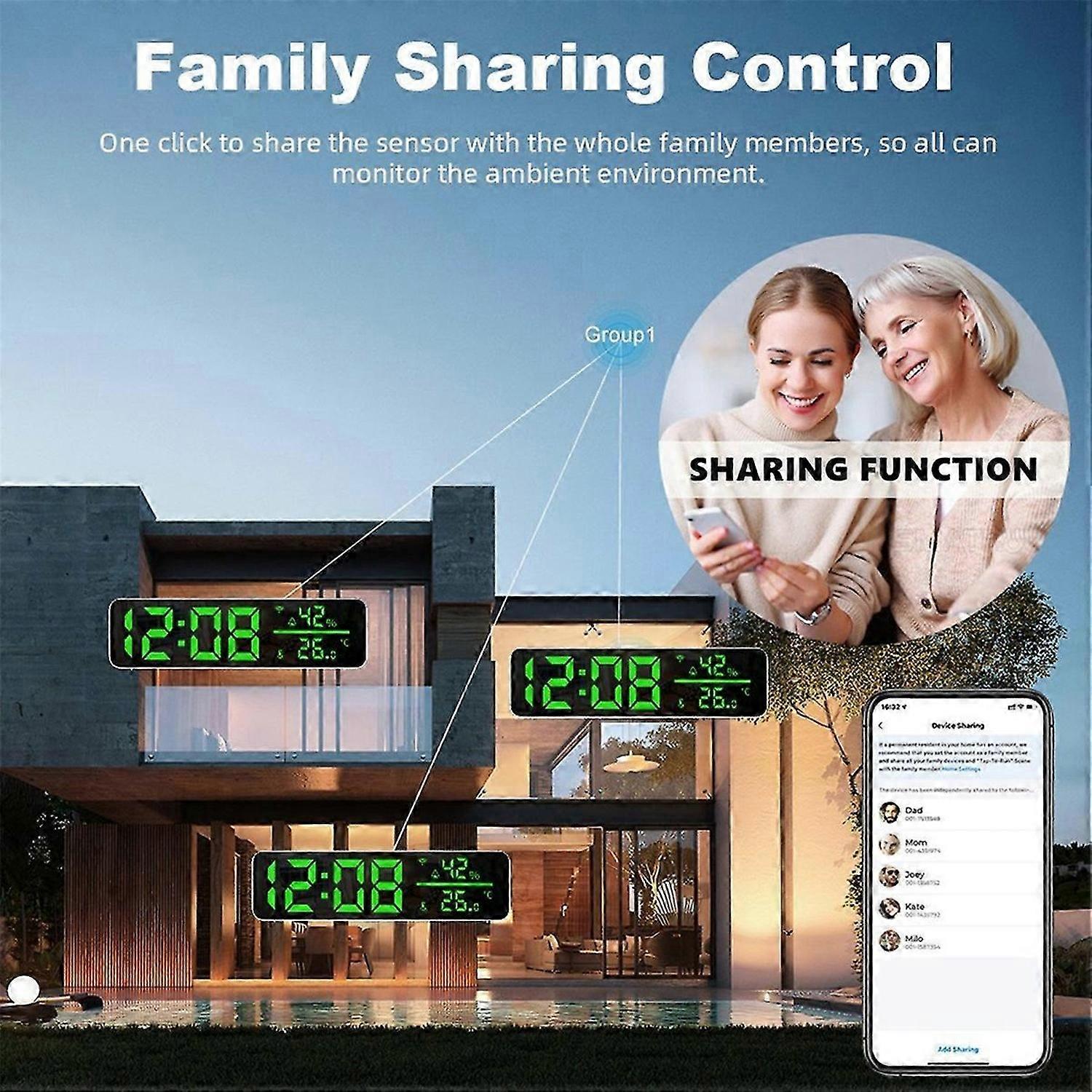 Tuya Wifi Temperature and Humidity Alarm Clock Multi-Function LED Digital Clock for Living Room, Far