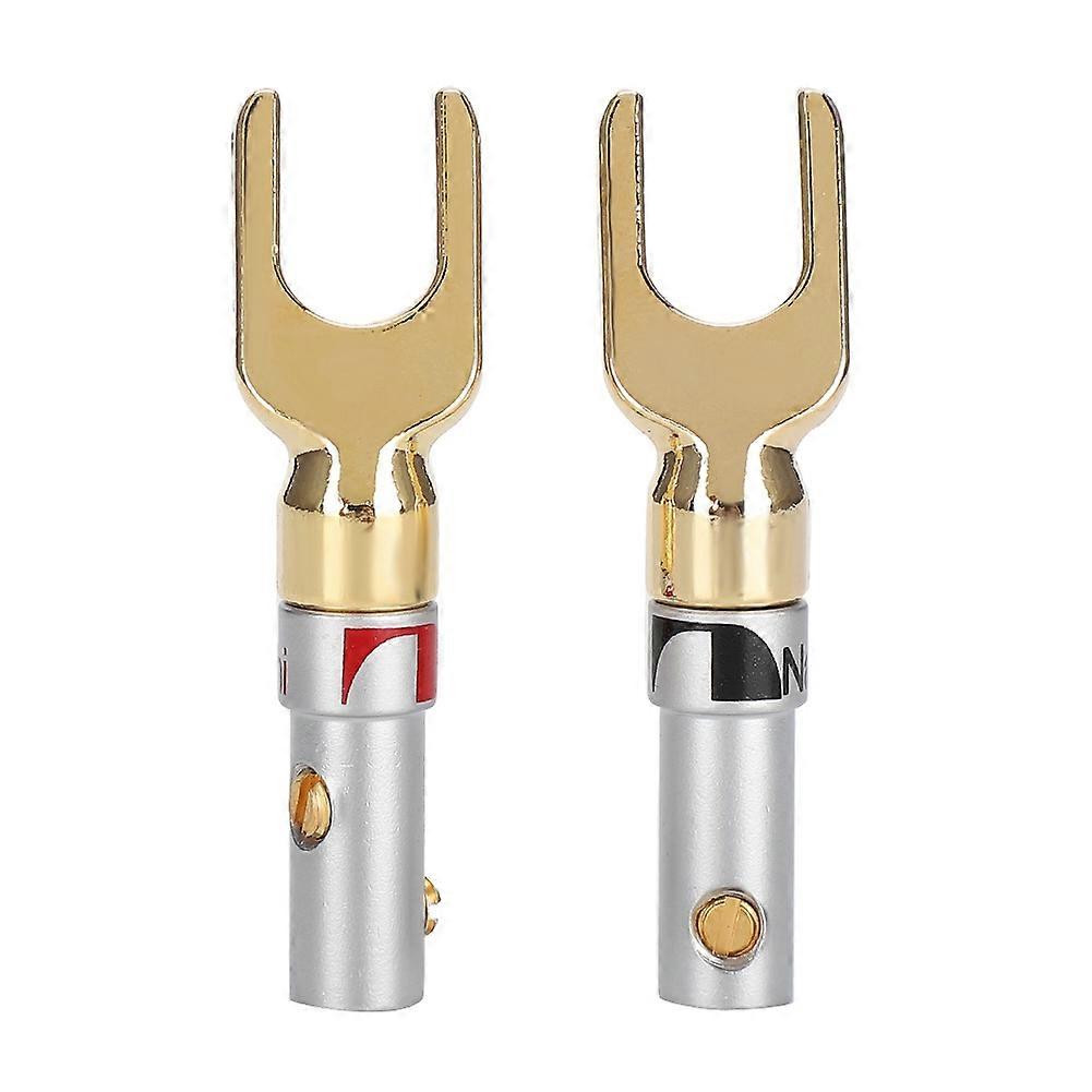 2 Pack U-Shaped Speaker Connectors, Pure Copper Gold Plated