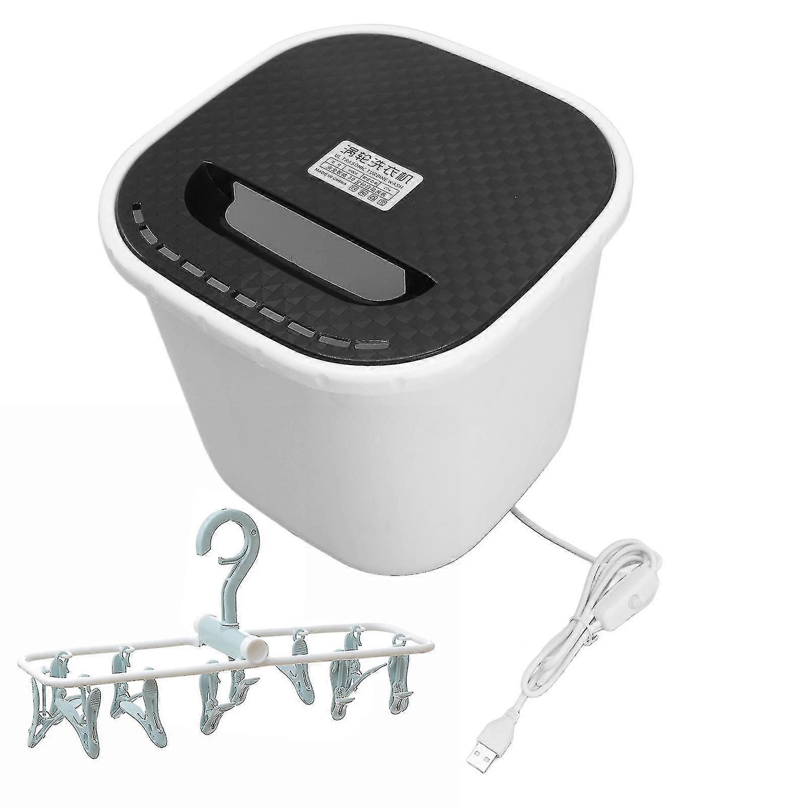 Compact 6L USB Mini Washer with 30-Min Timer & Foldable Drying Rack - Blue