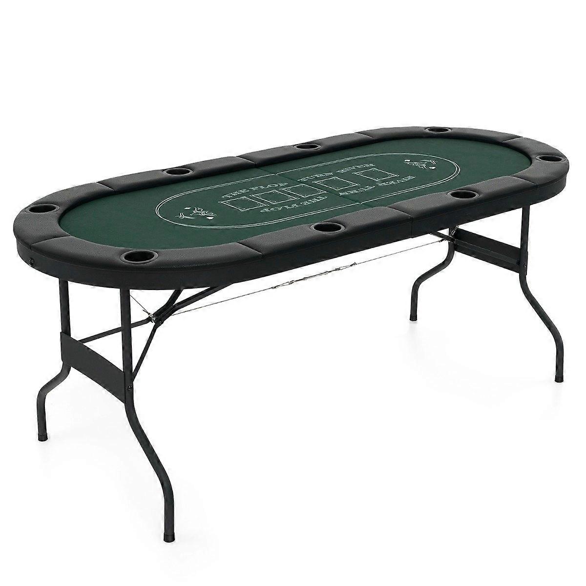 8-player folding poker table with cup holder