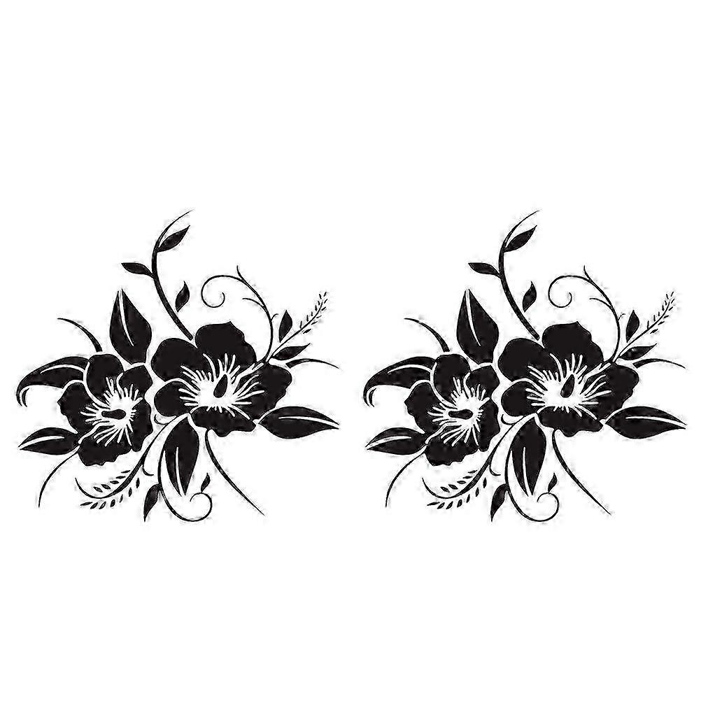2Pcs Chic Decorative Car Stickers, Unique Flowers Pattern Car Decals