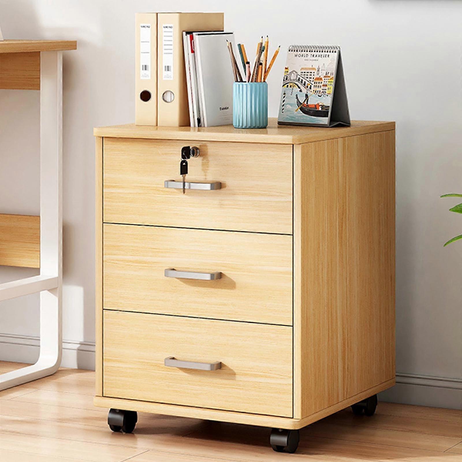 Sturdy Mobile Storage Cabinet with Lock Gray File Cabinet with Thick Panels for Office and Craft 40x34x59cm/16x13x23in