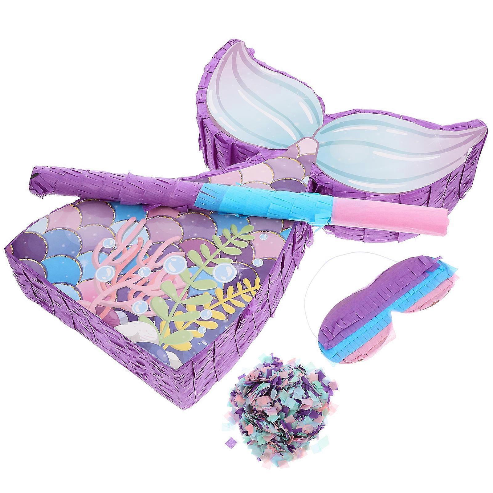 Party Pinata Toy Mermaid Tail Pinata with Blindfold 2Sets