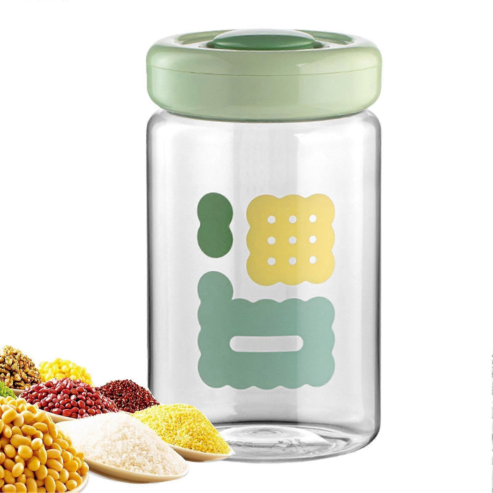 Dry Cereal Container Vacuum Sealed Canister with Button Control for Airtight Flour and Sugar Storage, Clear Food-Grade Design