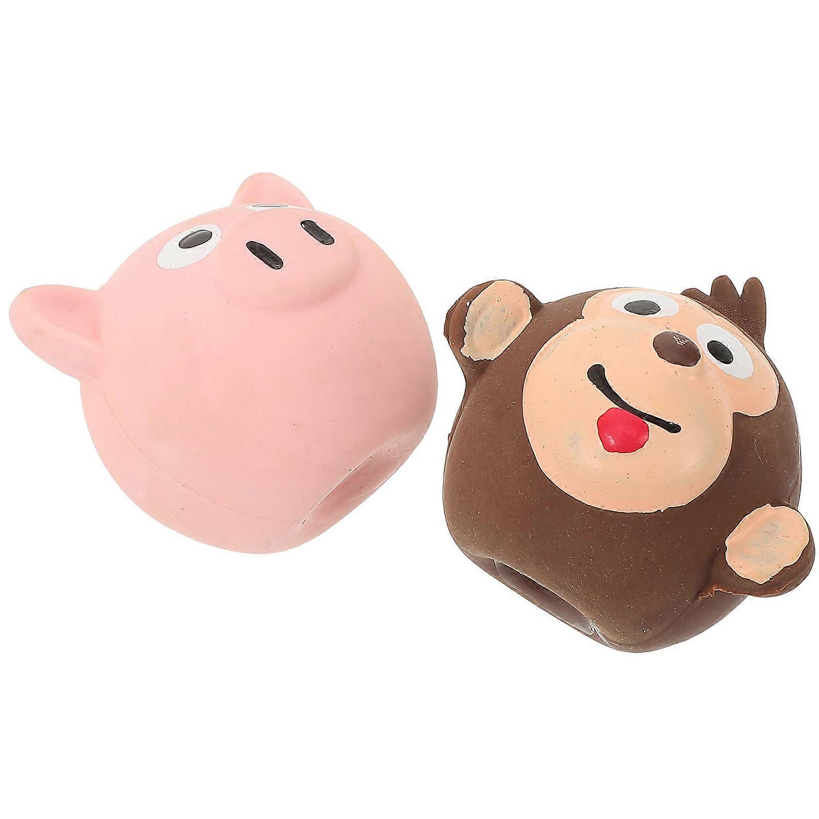 Pet Chew Toys 2Pcs Assorted Color Rubber with Teeth Training for Healthy Diet