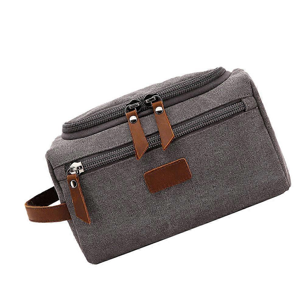 Cosmetics Travel Bag 1Pc Washing Bag Suitable For Travel And Outdoor Use Grey Rectangular Canvas Toiletry Kit Organizer