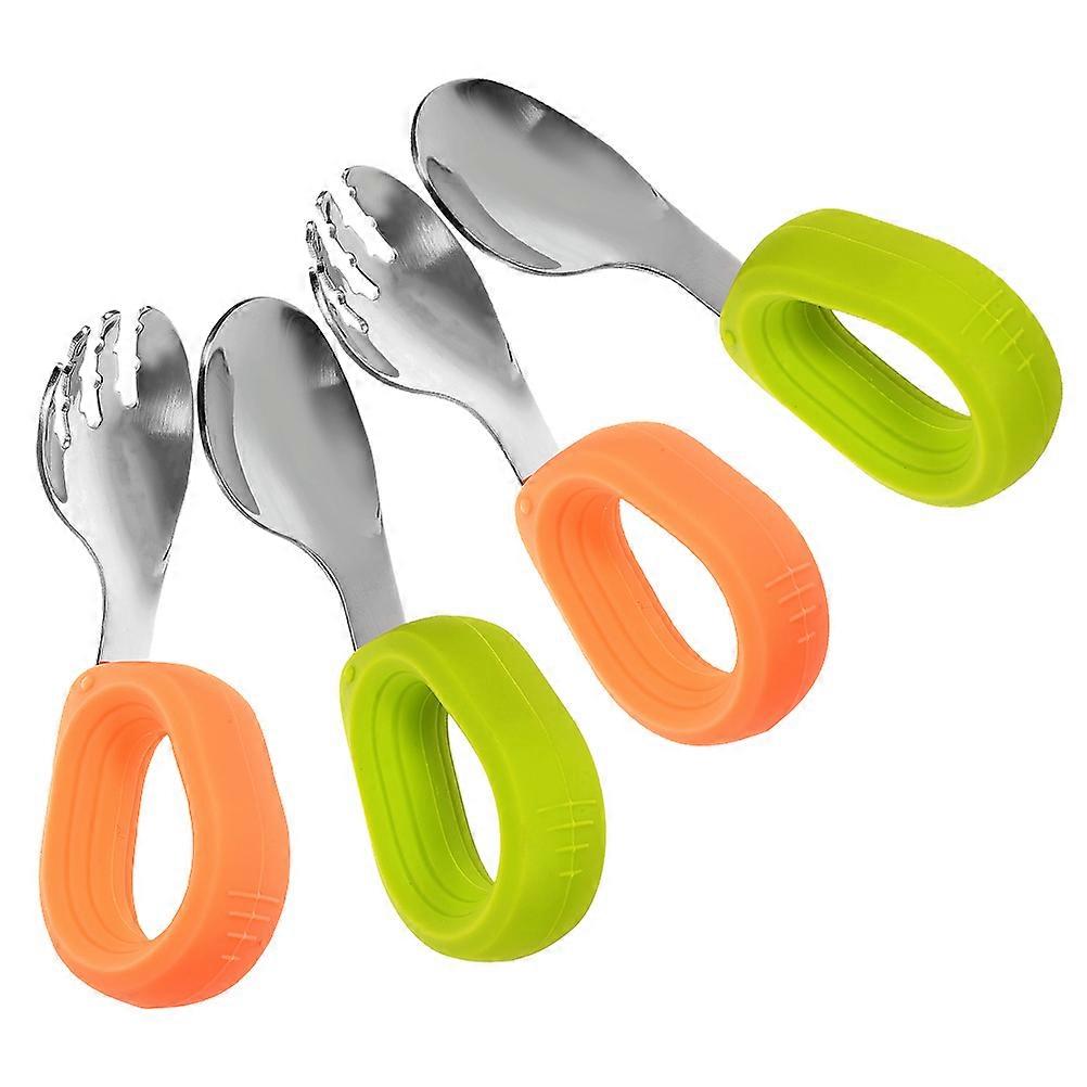 Toddler Spoons And Forks 4 Sets For Home Use Easy For Babies Assorted Color Durable Use