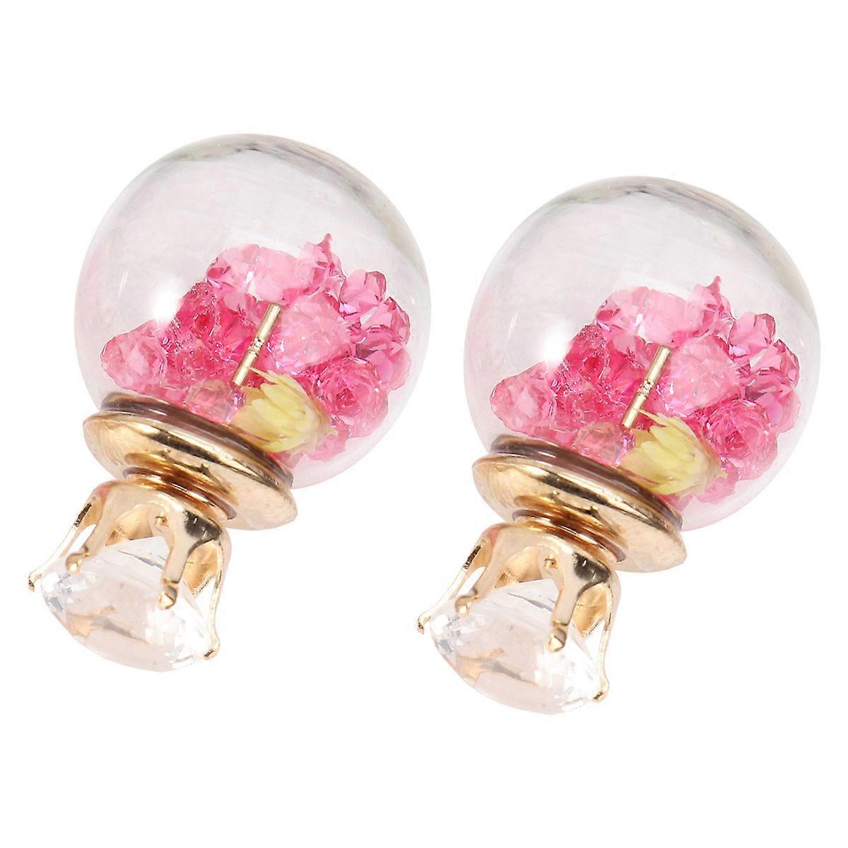 Spherical Dried Flower Earstuds For Women Celebrating Events With Chic Style And Quality Craftsmanship 2 Pairs