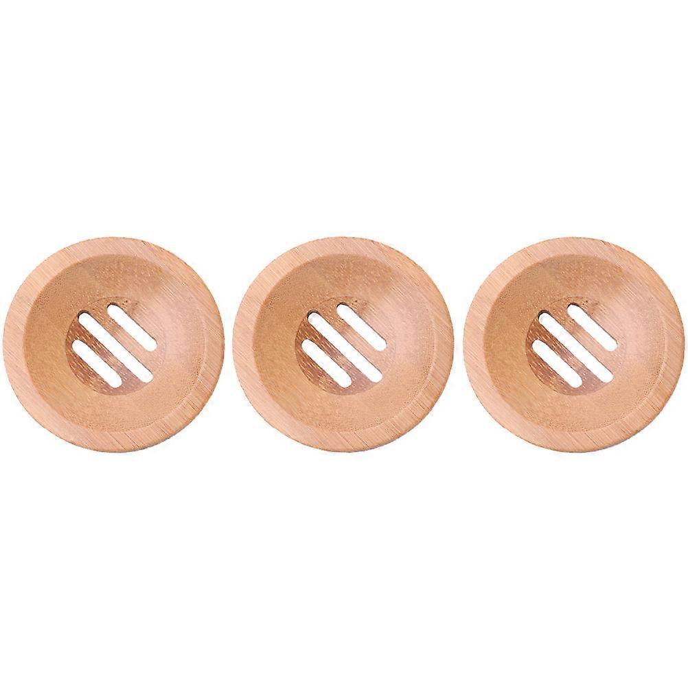 Bamboo Soap Dish 3Pcs Hollow Design For Drying Ideal For Bathroom Beige