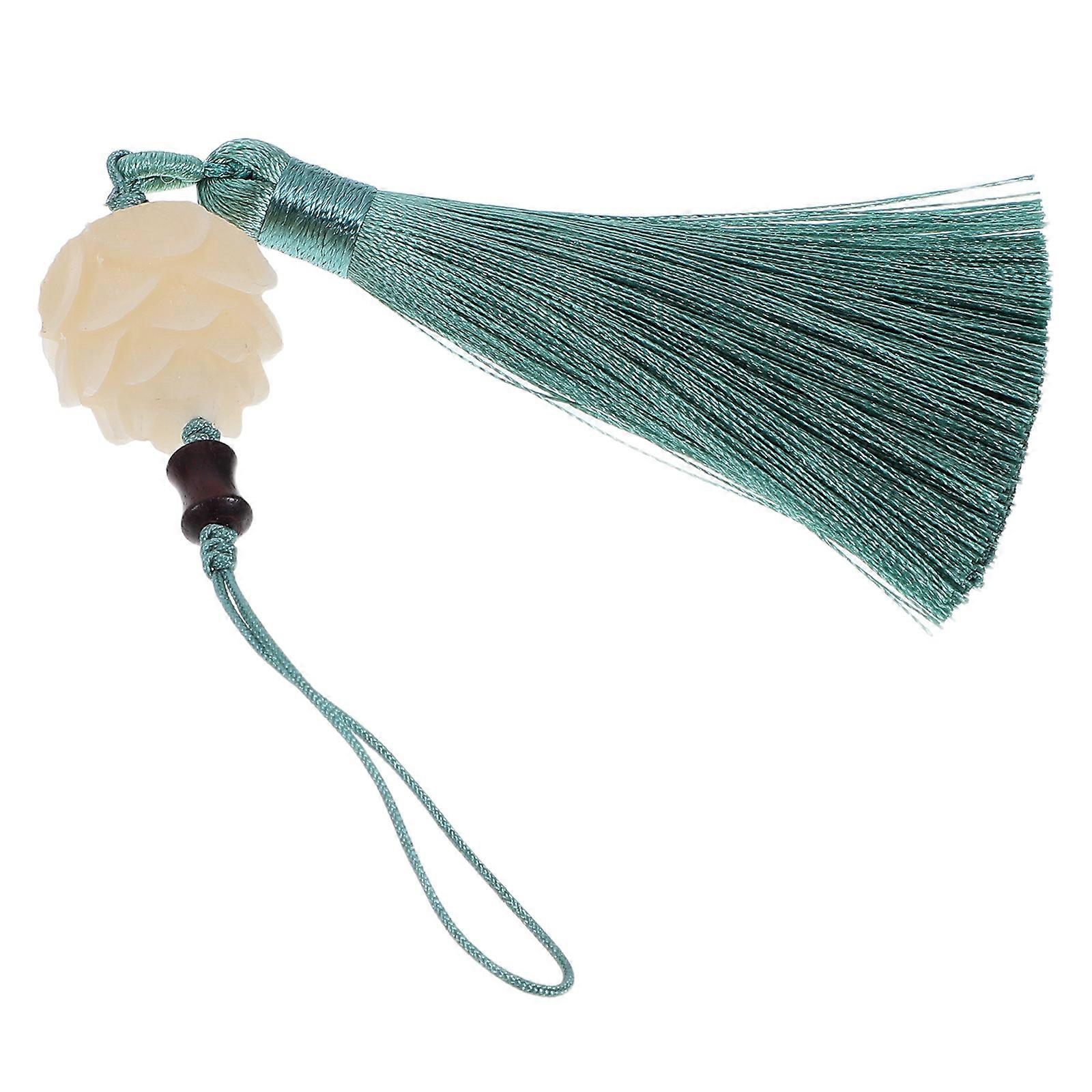 Lotus Tassel Phone Ornament Phone Case Keychain Chinese Style Retro Green Phone Case Decor 1Pack